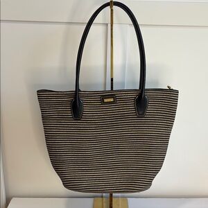 ERIC JAVITZ Black/Tan Natural SQUISHEE Tote Bag